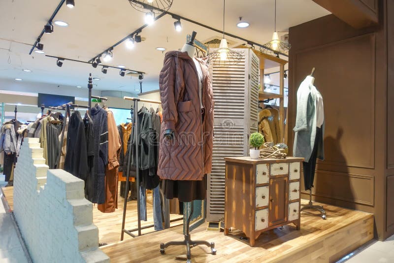 Female winter clothing store interior stock images Female winter clothing store interior stock images