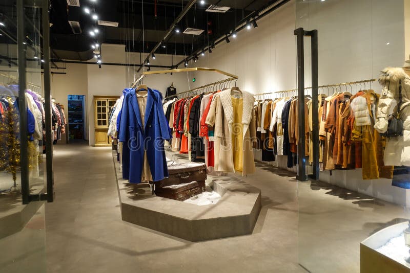 Female winter clothing store interior stock images Female winter clothing store interior stock images