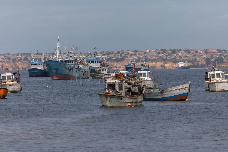 View of Fishing Boats on the Coast of Luanda City, Luanda Bay