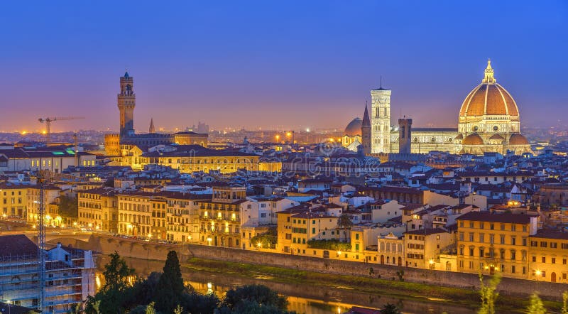 View on Florence at night royalty free stock photography