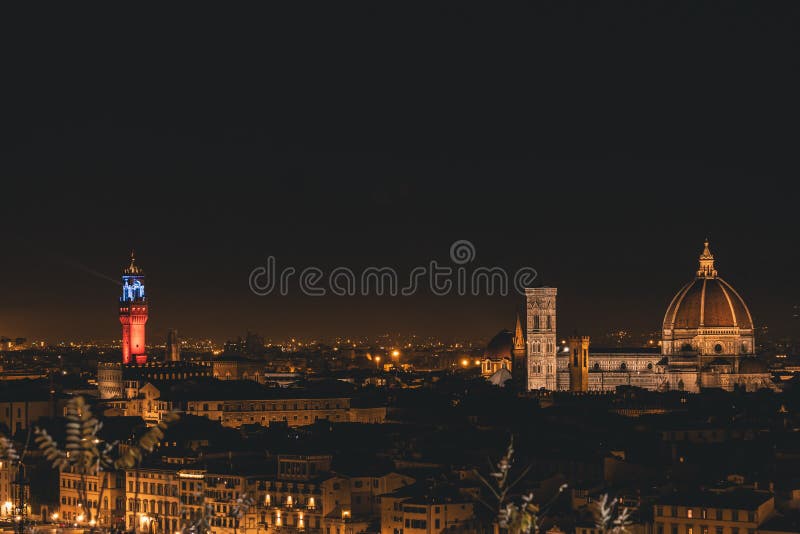 View of florence during the night royalty free stock photos View of florence during the night royalty free stock photos