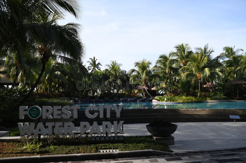 View of Forest City Water Park in Johor Bahru Editorial Stock Photo