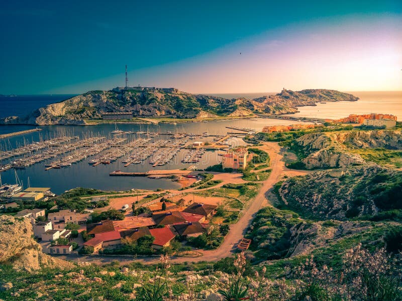 View of Frioul archipelago in Mediterranean sea near Marseille, France