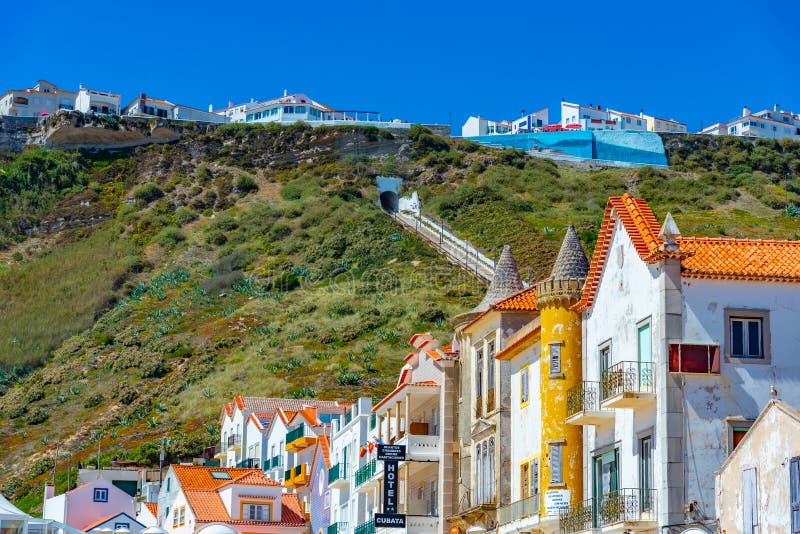 Funicular To Nazare Town from Sitio Stock Photo Image of town