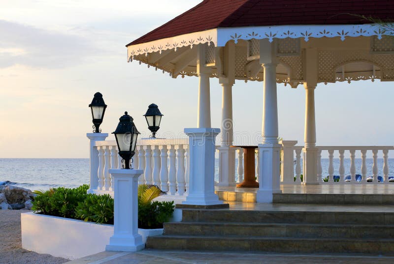 View of Gazebo on the Beach for Weddings Stock Photo - Image of island
