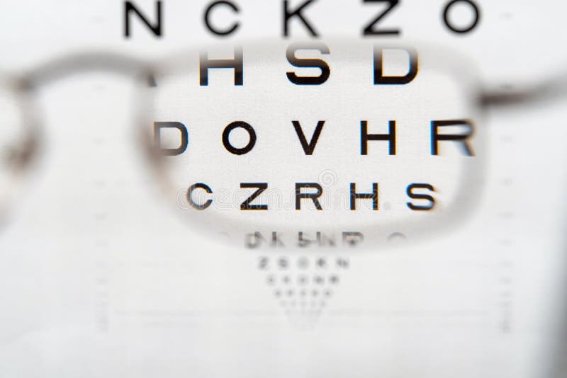View through Glasses Vision Test Table, Eye Chart Stock Photo - Image ...