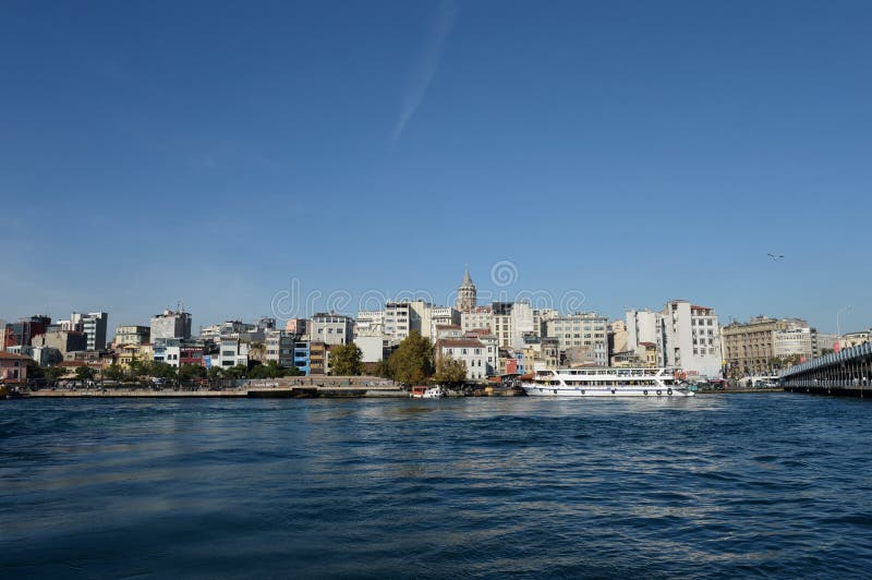 View of the Golden horn Bay and Galata tower in Istanbul stock images View of the Golden horn Bay and Galata tower in Istanbul stock images