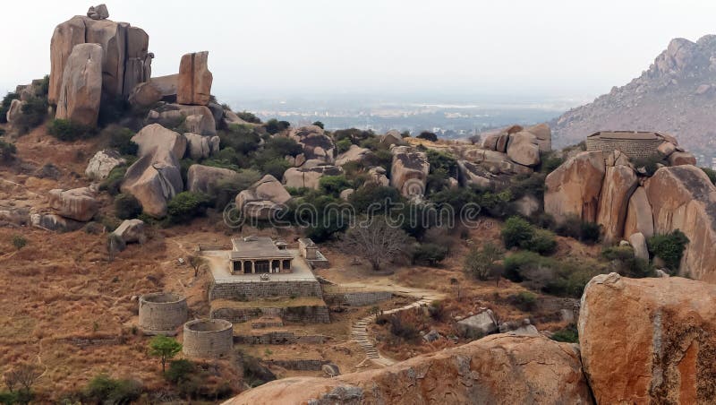 View of Goplaswami Temple and boulders from the top of Chitradurga fort