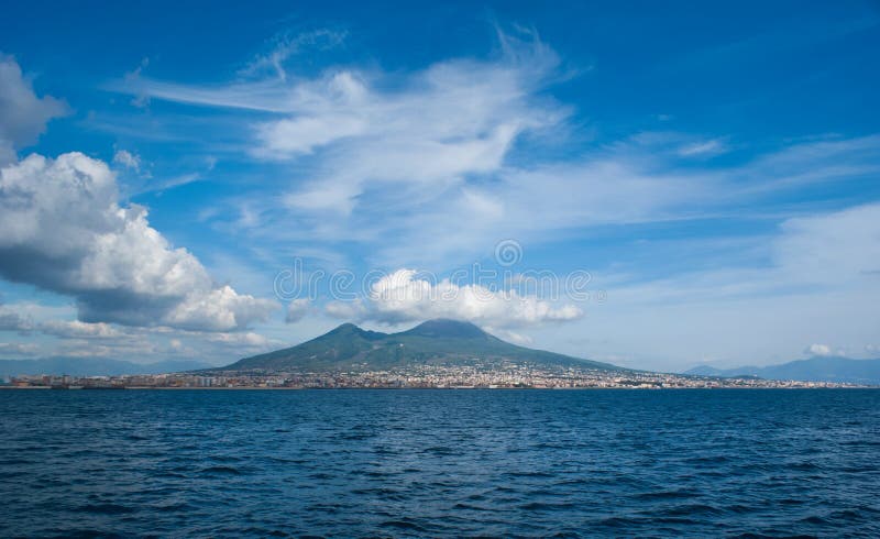 The view on great Mount Vesuvius the stratovolcano in the Gulf of Naples, Italy. The view on great Mount Vesuvius the stratovolcano in the Gulf of Naples, Italy