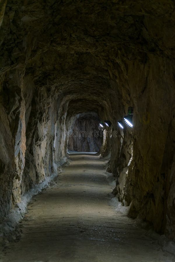 View of the Great Siege Tunnel in Gibraltar...IMAGE Editorial Stock