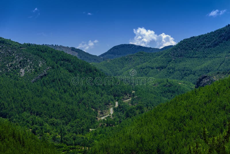 Green Mountain Valley Landscape Near Ocean Stock Image Image of view