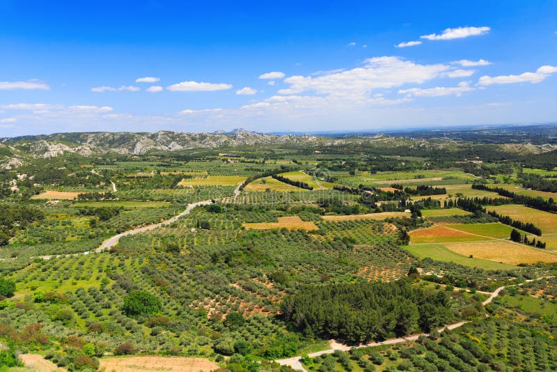 View of Green Valley with Gardens and Fields Stock Photo Image of
