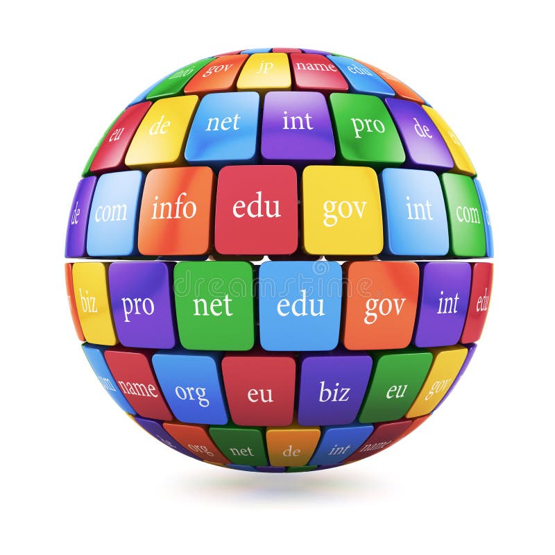 View of group color cubes in the sphere spape domain names royalty free illustration