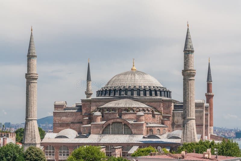 View of Hagia Sophia, Aya Sofya, from a high point in Istanbul, Turkey. View of Hagia Sophia, Aya Sofya, from a high point in Istanbul, Turkey.