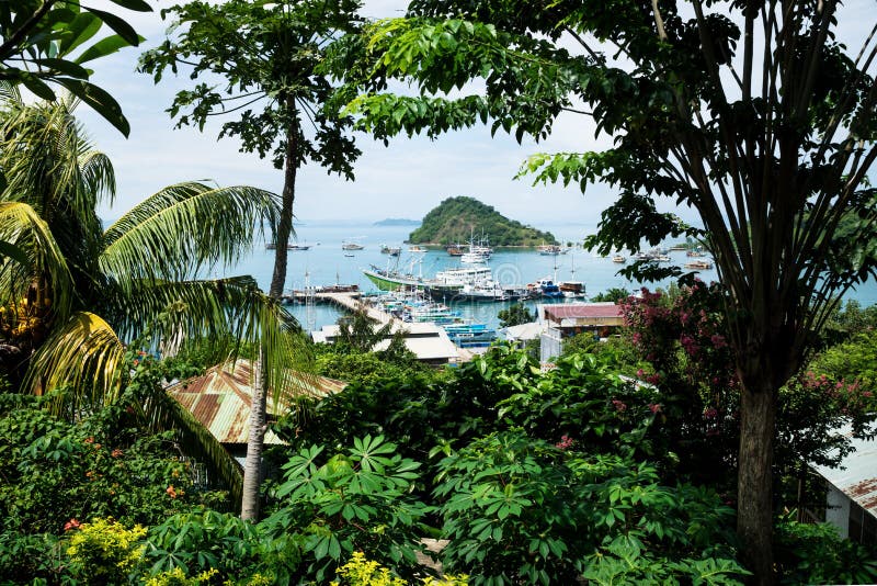 View on the harbor of Labuan Bajo, Flores, Indonesia stock image View on the harbor of Labuan Bajo, Flores, Indonesia stock image
