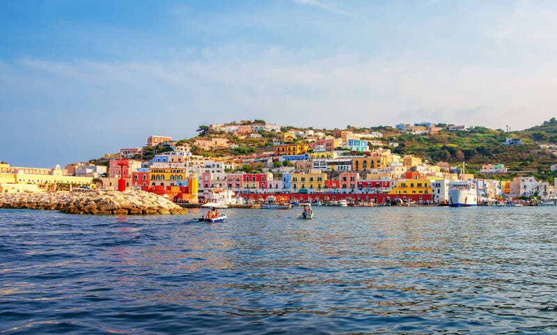 View of the harbor and port at Ponza, Lazio, Italy.