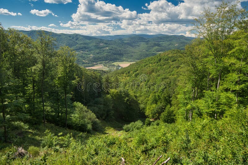 View from Havrania mountain in Stiavnicke vrchy