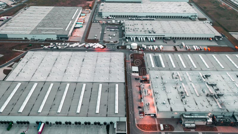 View from a height of modern logistics centers, warehouses for an online store