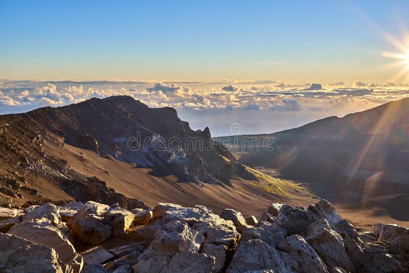 View from the Heights of the Haleakala Mountain Higher Than the Clouds