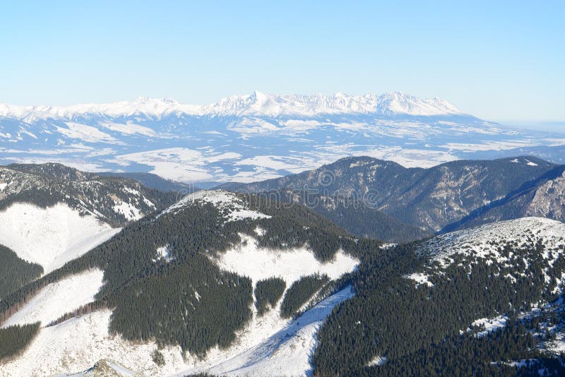 The view on High Tatras mountains in Jasna Low Tatras