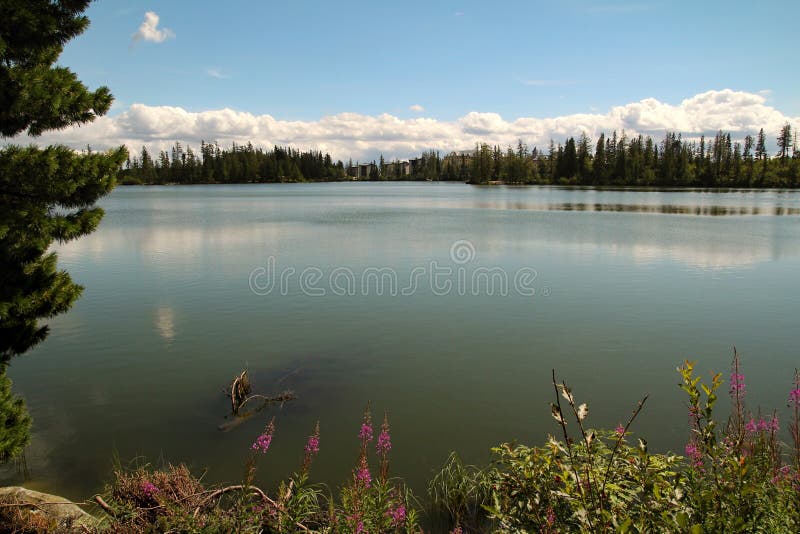 View of the High Tatras-Strbske Pleso village National park in Slovakia