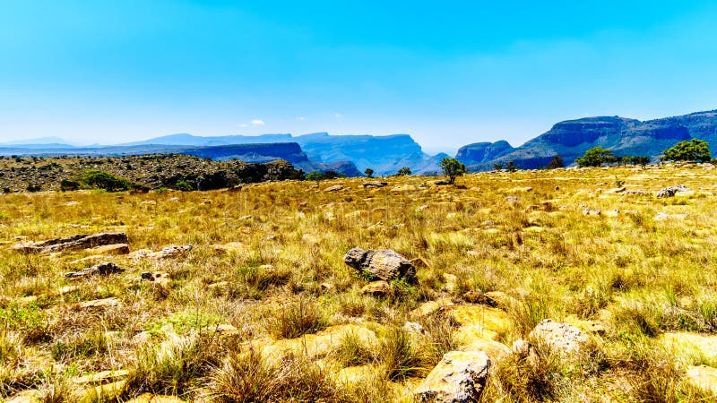 View of the highveld and the Blyde River Canyon along the Panorama Route stock images View of the highveld and the Blyde River Canyon along the Panorama Route stock images