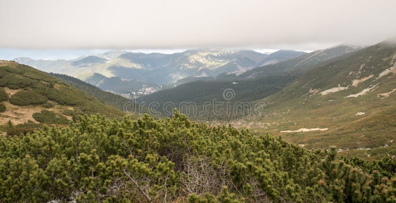 View from hiking trail above Tri vody in NIzke Tatry mountains in Slovakia
