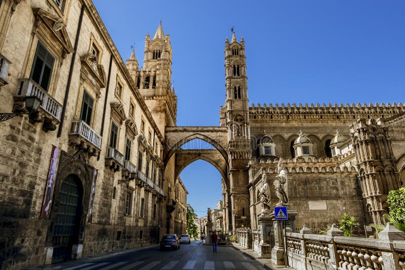 View of the Historic Centre and Cathedral in Palermo. Sicily Editorial