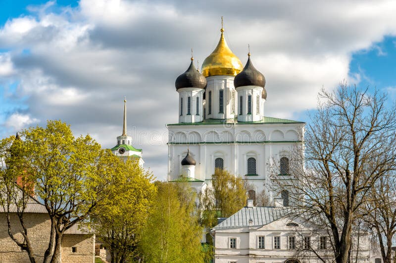 View of Holy Trinity Cathedral in the Pskov Krom or Pskov Kremlin, Russian Federation