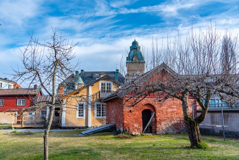 View of houses in the old town of Vasteras, Sweden