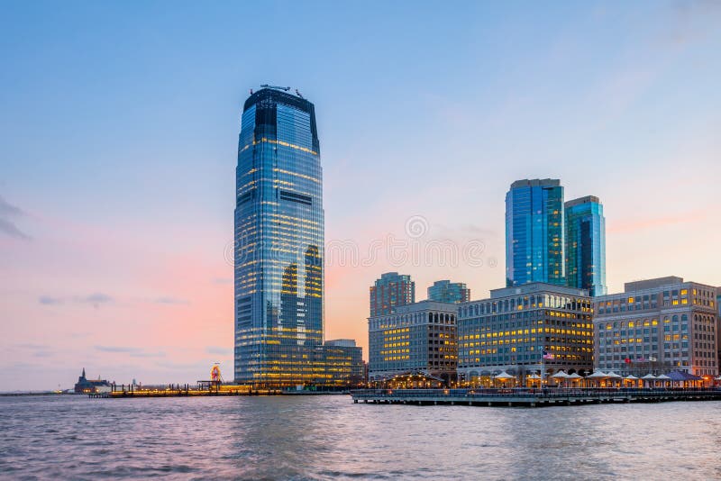 View from Hudson River Waterfront Walkway, Jersey City. Stock Photo Image of metropolis