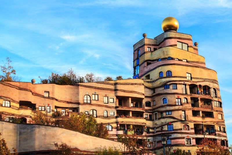 The view of Hundertwasser house in Darmstadt, Germany