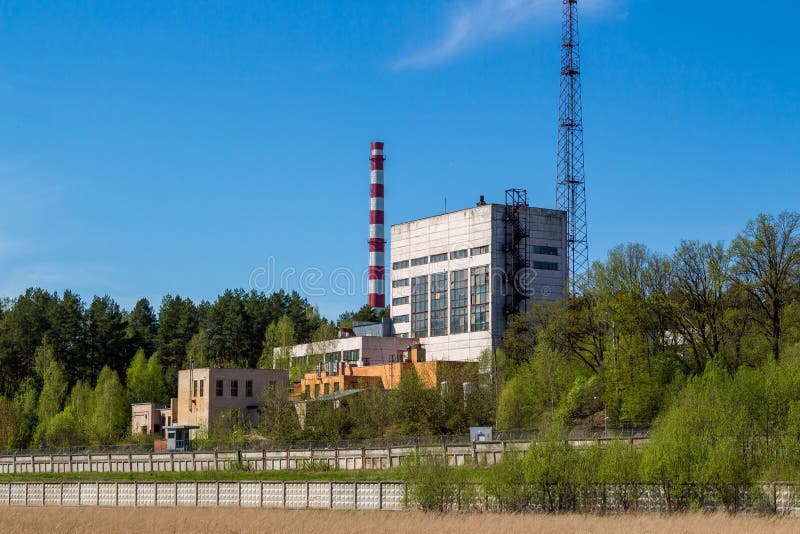 View of Industrial Buildings. Buildings of Obninsk Nuclear Power Plant Stock Image - Image of fence, urban: 182916951