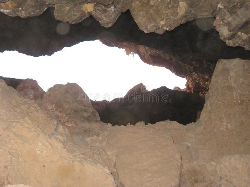 View from Inside Cave Looking Out during Daylight Stock Photo Image