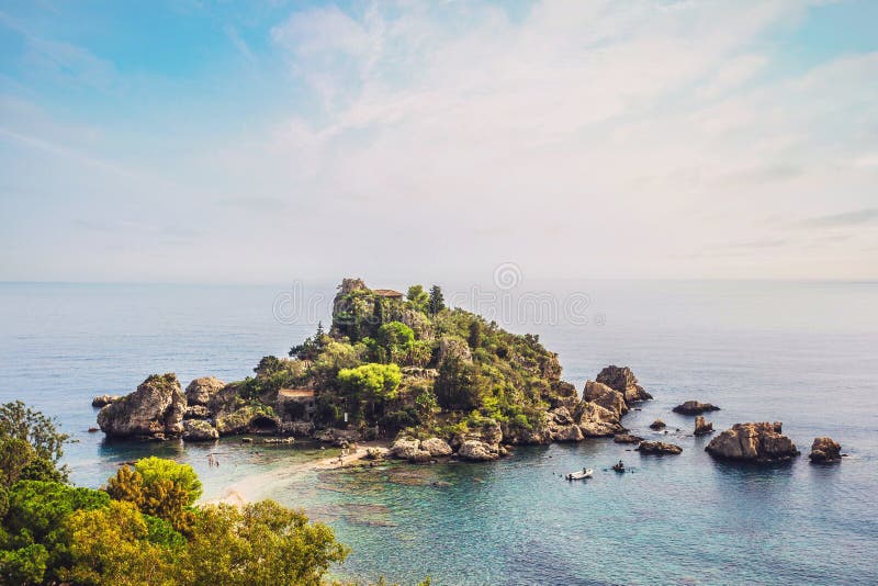 View of Isola Bella, on the coast of Taormina, island of Sicily royalty free stock images View of Isola Bella, on the coast of Taormina, island of Sicily royalty free stock images