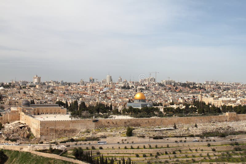 View of Jerusalem from the Mount Of Olives - Israel stock photos View of Jerusalem from the Mount Of Olives - Israel stock photos