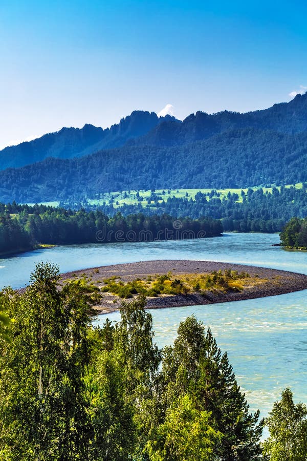 Summer Landscape With Katun River Chemal Gorny Altai Siberia Russia