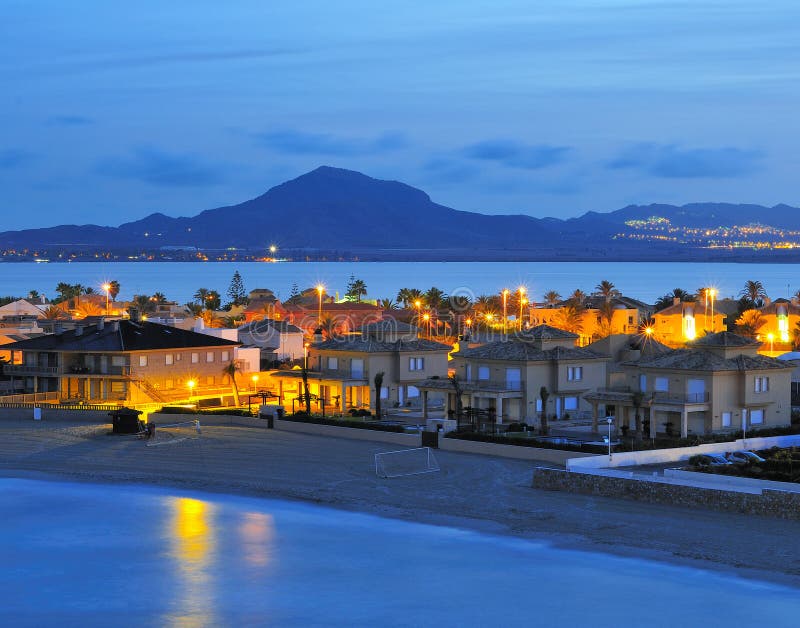 View of La Manga Del Mar Menor at Night Stock Image Image of resort
