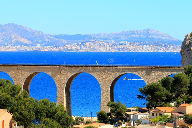 View from La Vesse upon sunny Marseille, France