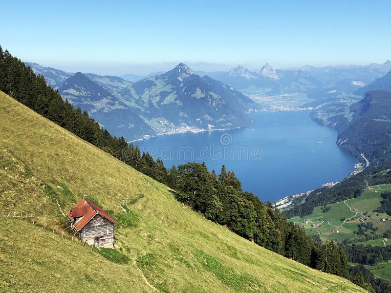 View Of Lake Lucerne Or Vierwaldstaetersee Lake Vierwaldstattersee And