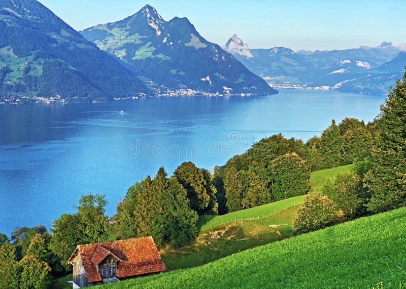 View Of Lake Lucerne Or Vierwaldstaetersee Lake Vierwaldstattersee And