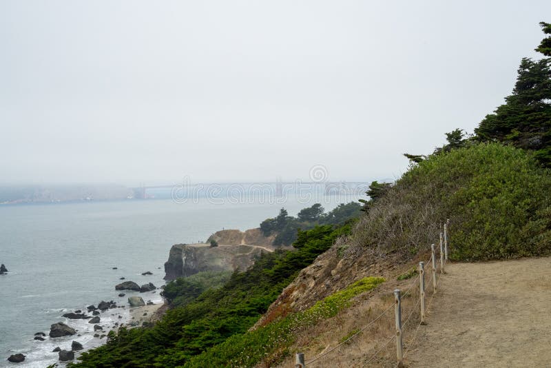 The view in Lands End, San Francisco. summer , cloud , rock , sea, plant.