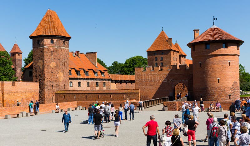 View of largest medieval brick Castle of Teutonic Order in Malbork, Poland stock photo
