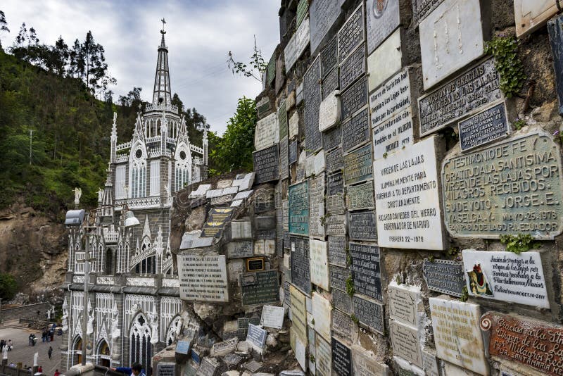 View of the Las Lajas Sanctuary Santuario de Las Lajas in Ipiales, Colombia. royalty free stock photography View of the Las Lajas Sanctuary Santuario de Las Lajas in Ipiales, Colombia. royalty free stock photography