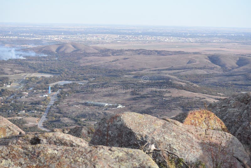 View of Lawton Oklahoma from Mt Scott. Stock Photo Image of scott, turbines 234889996