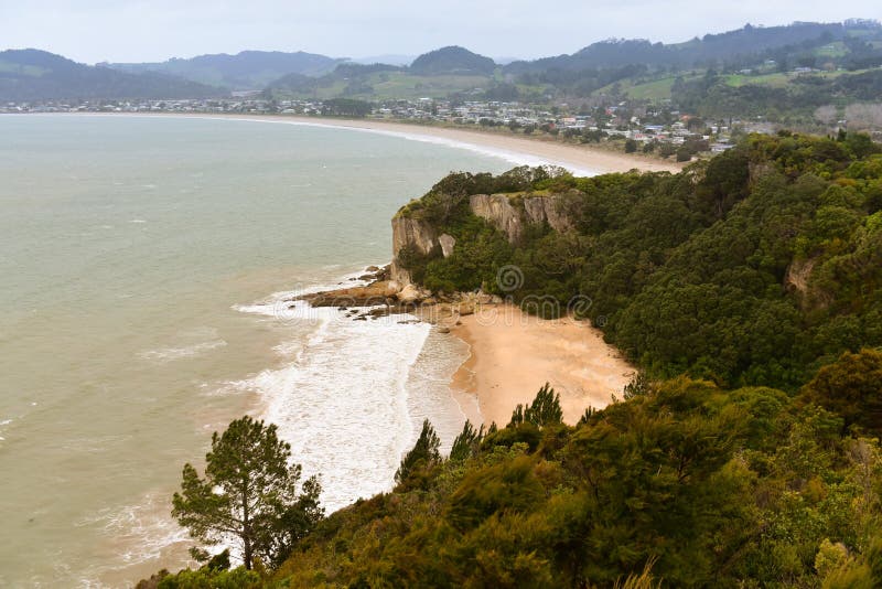 View of Lonely Bay from Shakespeare Cliff lookout in Coromandel Peninsula