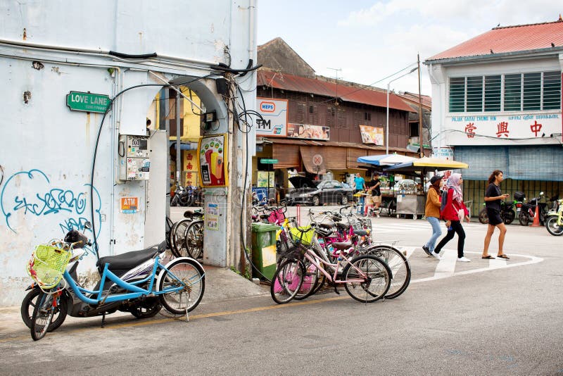 View of Love Lane, within George Town`s UNESCO World Heritage Site