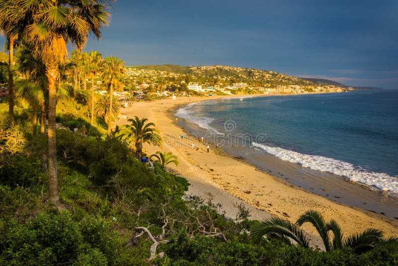 View of the Main Beach Park from cliffs at Heisler Park, in Laguna Beach, California. stock image View of the Main Beach Park from cliffs at Heisler Park, in Laguna Beach, California. stock image