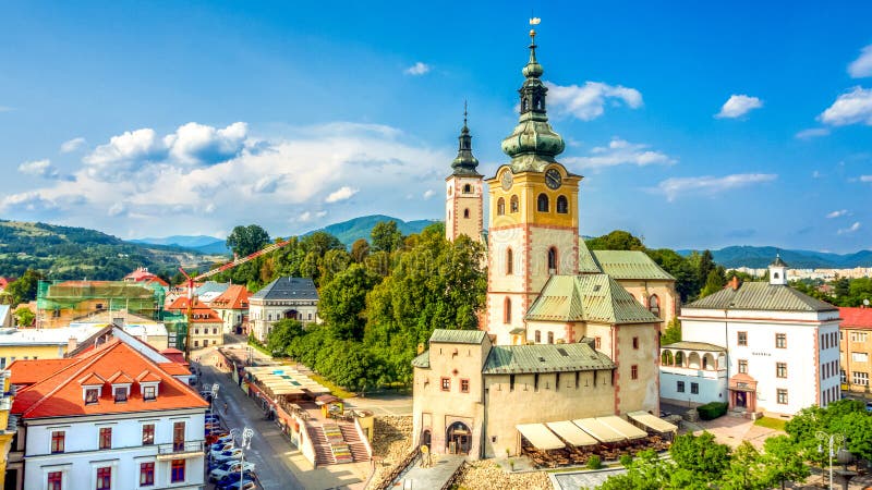 main square in Banska Bystrica, Slovakia with historical fortification royalty free stock images main square in Banska Bystrica, Slovakia with historical fortification royalty free stock images