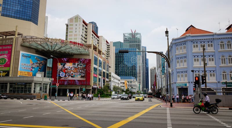 View of the main street in Chinatown, Singapore stock photo View of the main street in Chinatown, Singapore stock photo